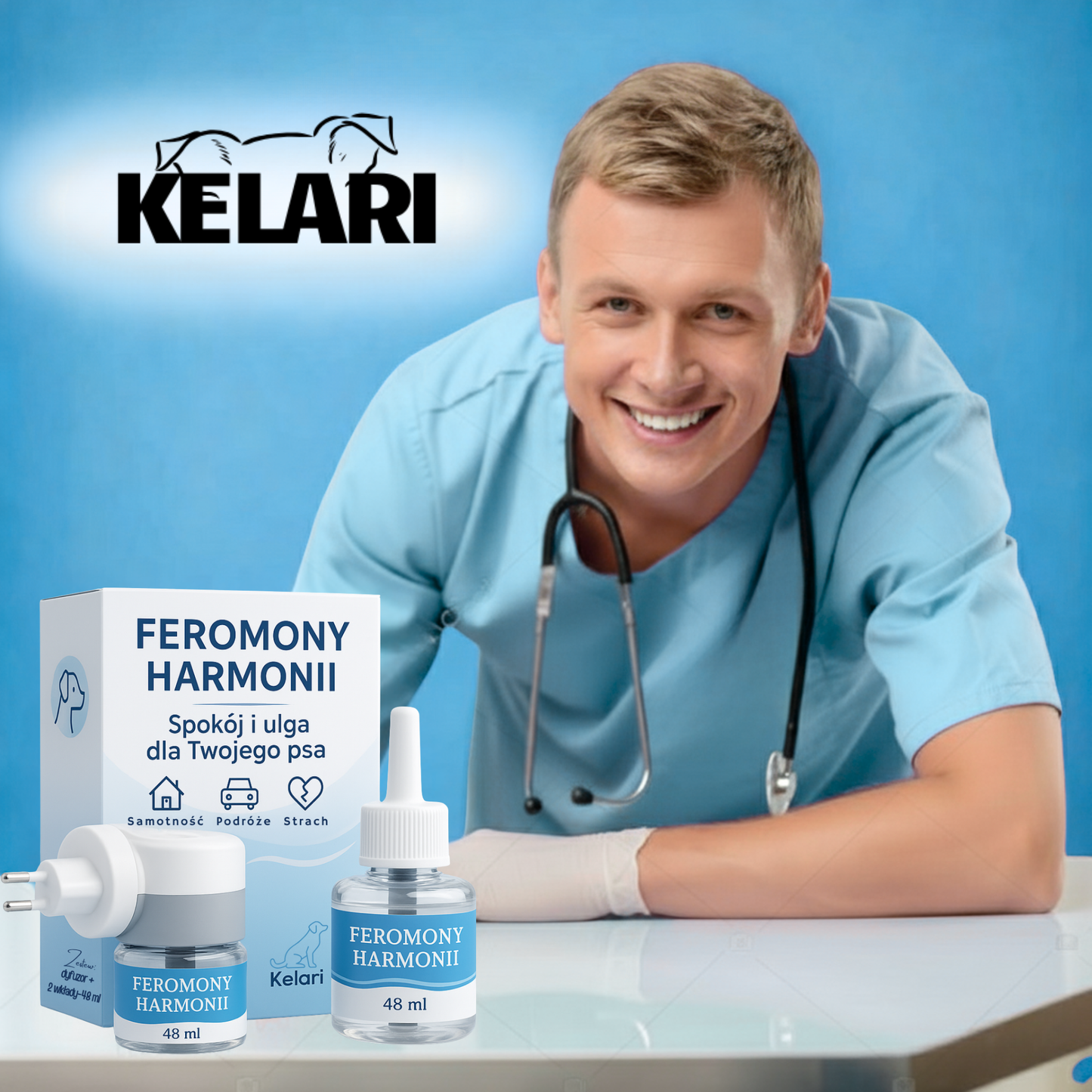 Feromony Harmonii dla psów | Zestaw Dyfuzor + 2 wkłady 48 ml